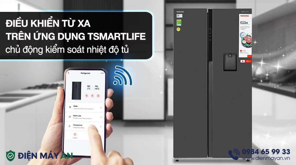 Tủ Lạnh Toshiba Inverter 596 Lít Side By Side GR-RS775WI-PMV(06)-MG - điều khiển từ xa